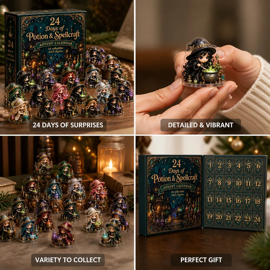 Advent Calendar 24-Day Witch Theme Acrylic Multicolored