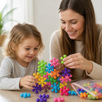 Building Block Set Interlocking Snowflake Multicolor