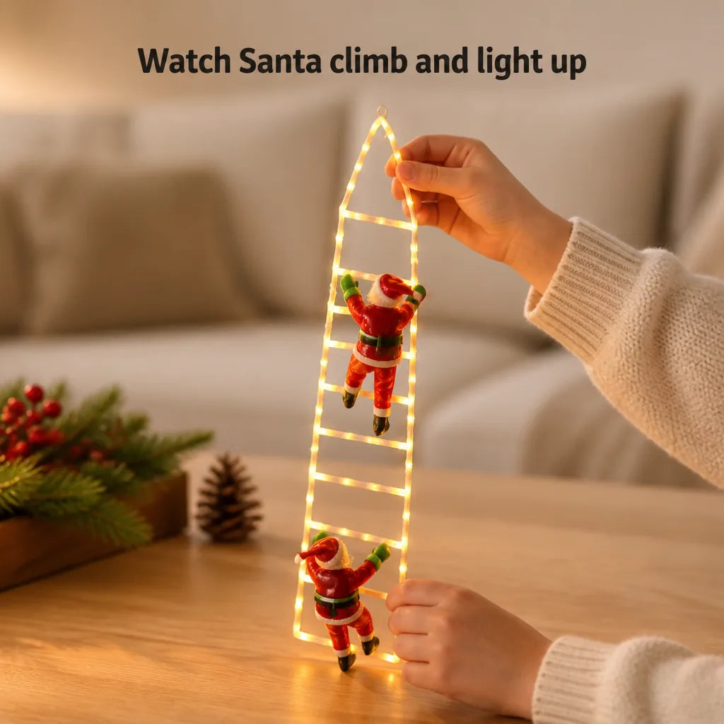 Climbing Santa Decoration LED Ladder Weatherproof 8 Modes