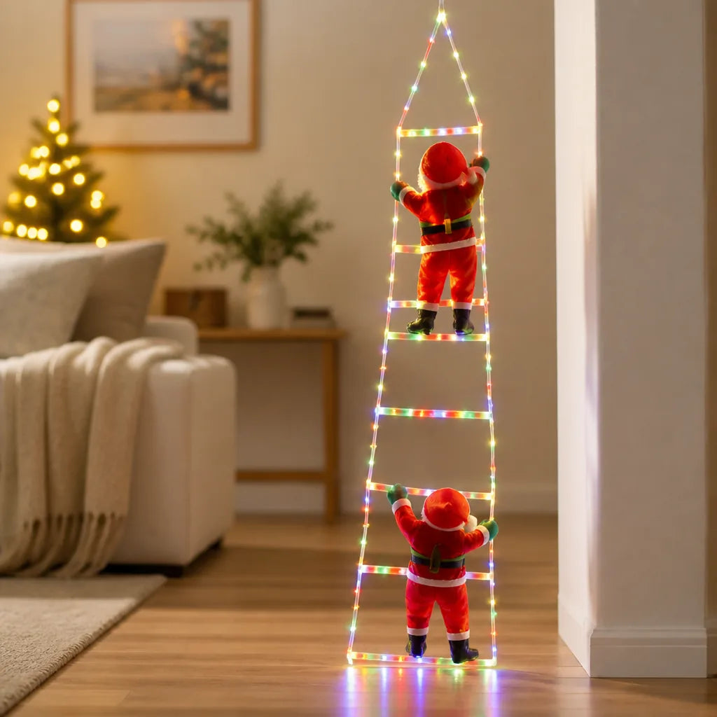 Climbing Santa Decoration LED Ladder Weatherproof 8 Modes