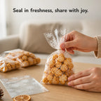 Cookie Bags Transparent Snowflake Self-Adhesive 50-Pack