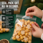Cookie Bags Transparent Snowflake Self-Adhesive 50-Pack