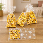 Cookie Bags Transparent Snowflake Self-Adhesive 50-Pack