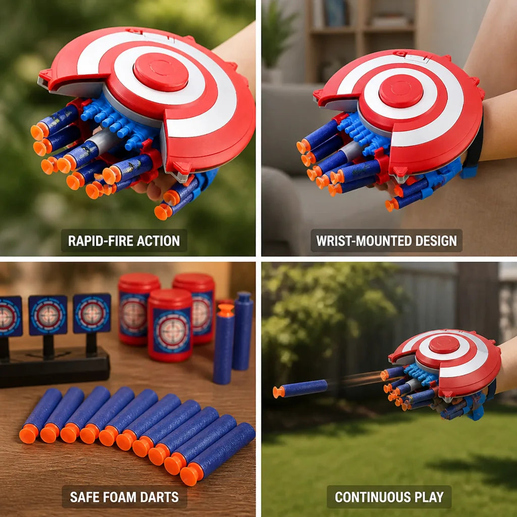 Dart Blaster Wrist-Mounted Rapid-Fire Soft Foam Darts