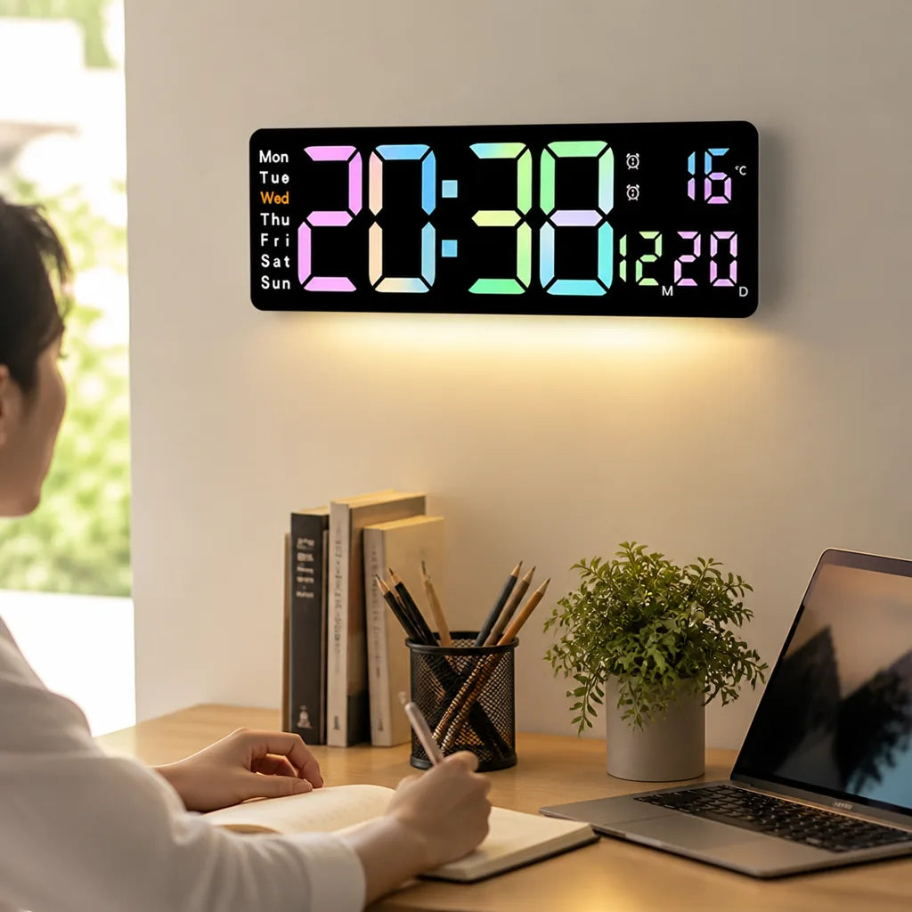 Digital Clock Large LED Time Date & Temperature