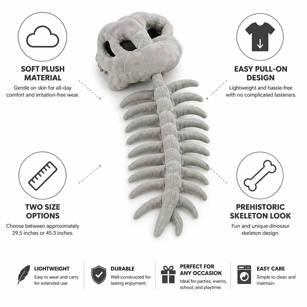 Dinosaur Costume Plush Printed Skeleton Pull On