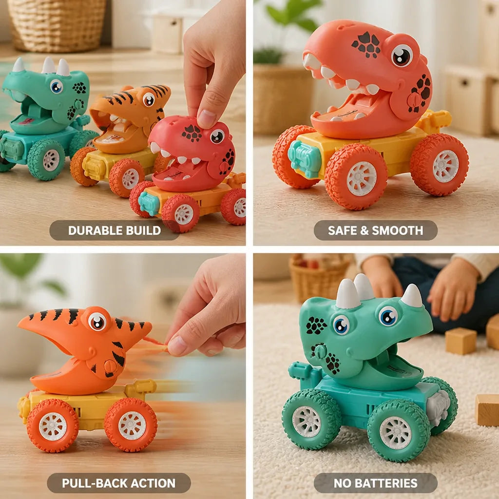 Dinosaur Toy Pull-Back Child-Safe Set of 3