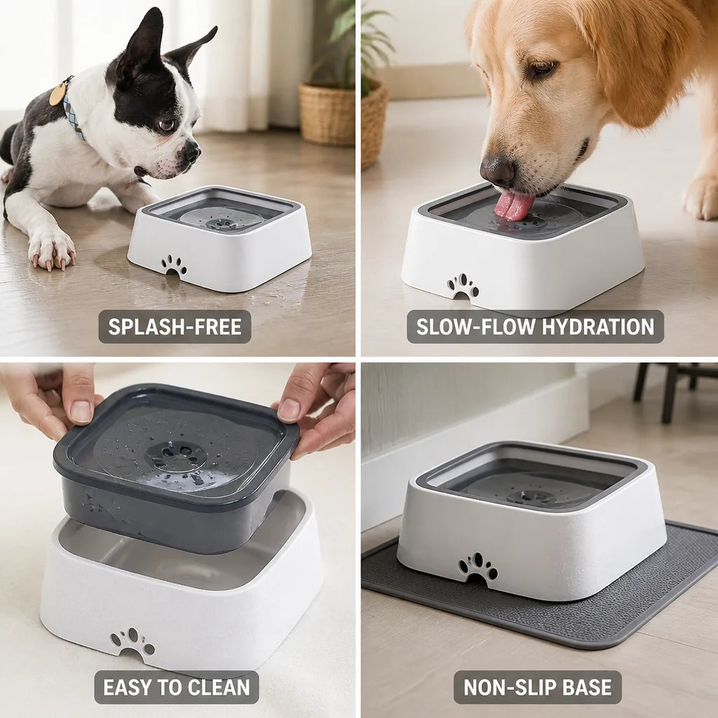 Dog Water Dispenser Splash-Free Slow-Flow BPA-Free 1.5L