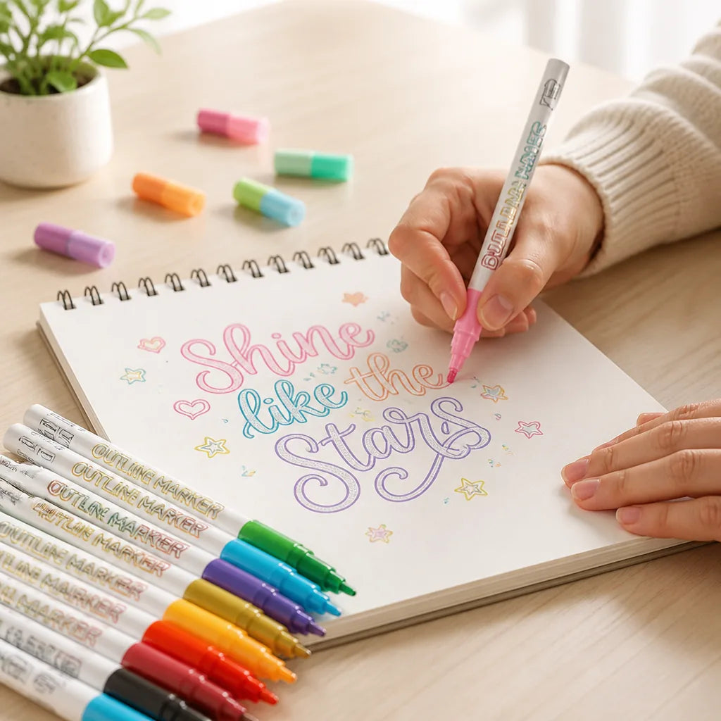Double-Line Marker Pen Metallic Water-Based Quick-Dry