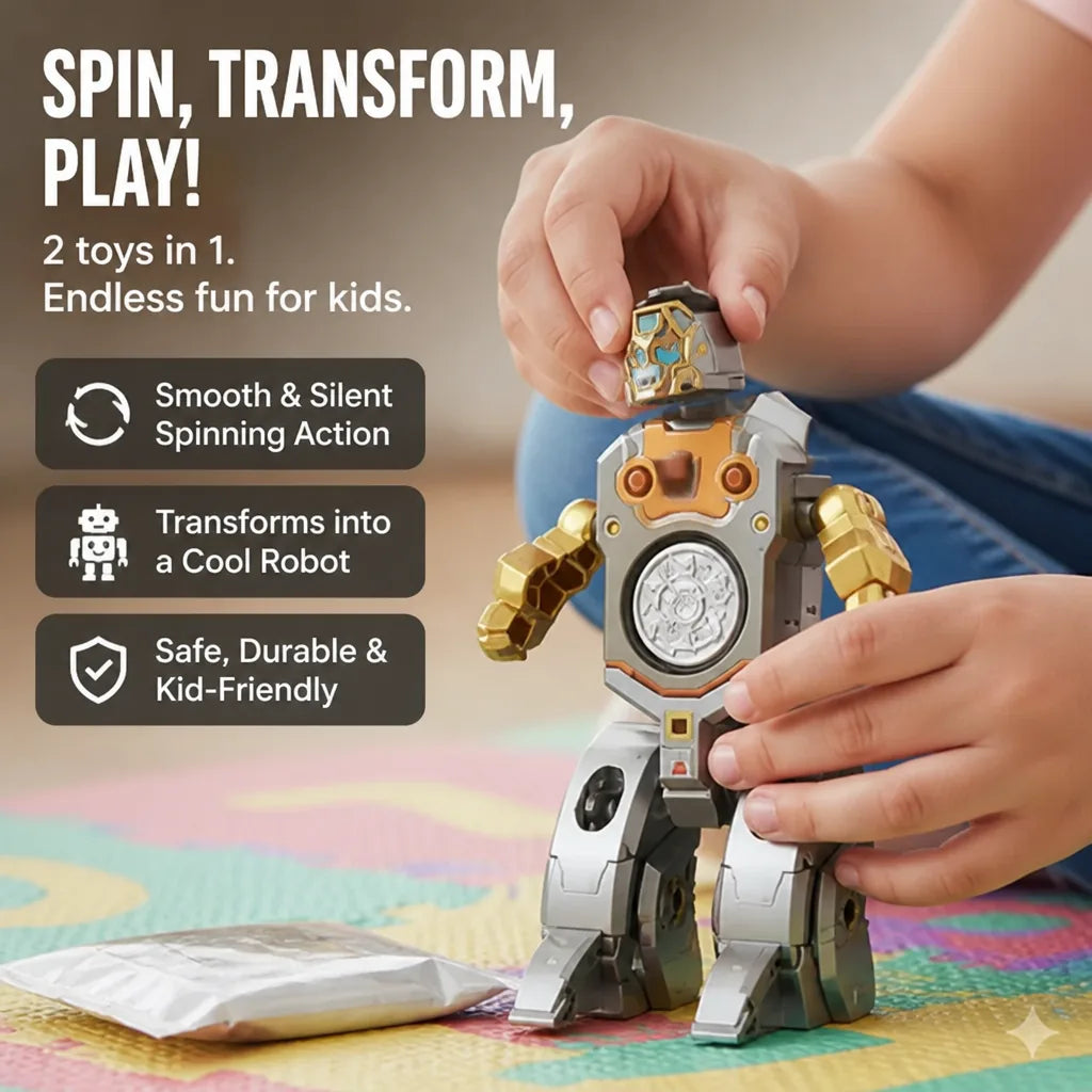 Fidget Dino Toy 2-in-1 Spinner & Transformer Silent Spin