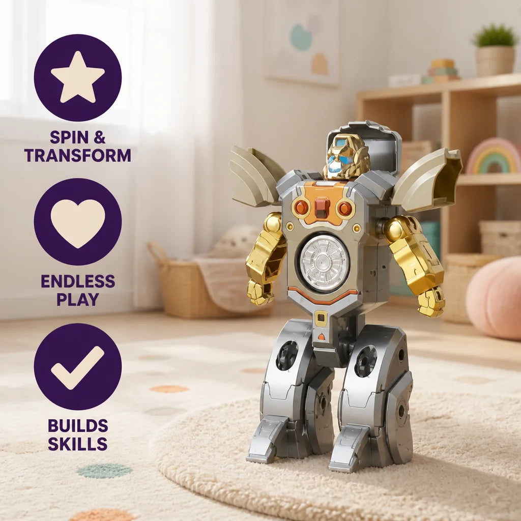 Fidget Dino Toy 2-in-1 Spinner & Transformer Silent Spin