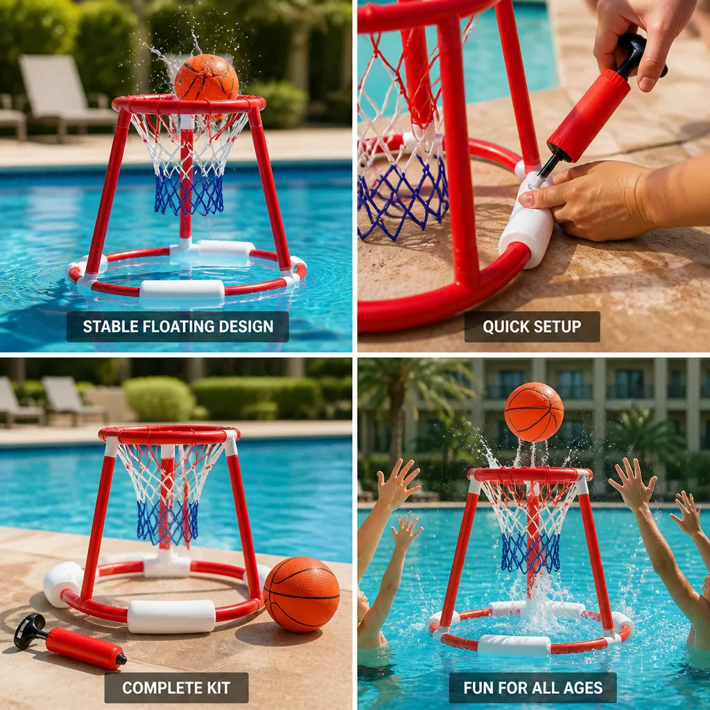 Floating Basketball Hoop Stable Quick Setup Includes Ball