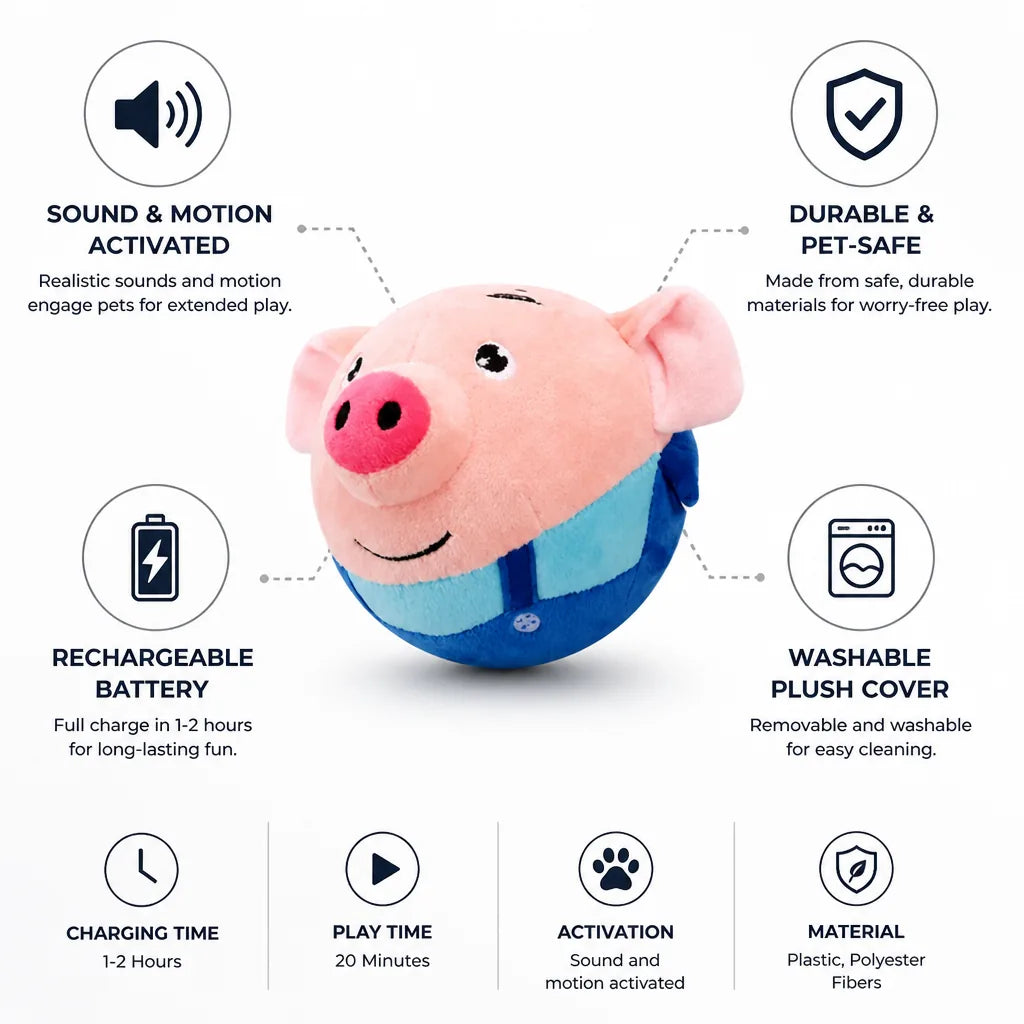 Interactive Pet Toy Sound & Motion Activated Rechargeable