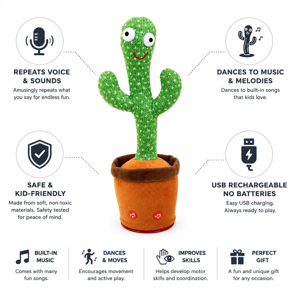 Interactive Plush Talking & Dancing USB Rechargeable