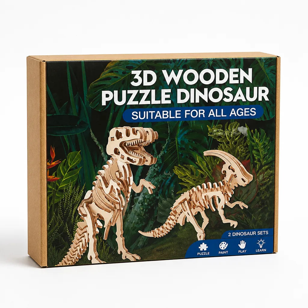 Kids 3D Puzzle Painting Set Wooden Non-Toxic 2-Pack