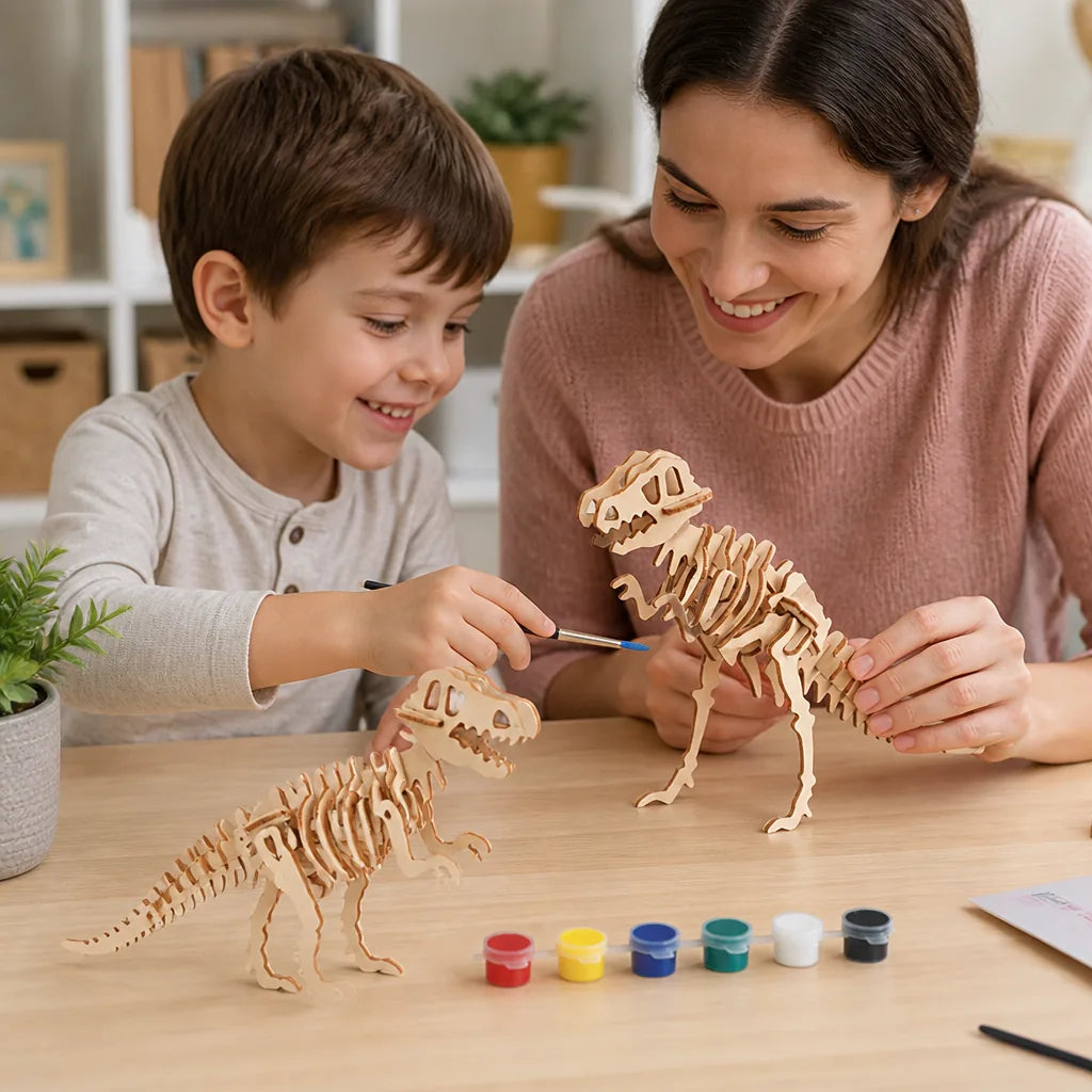 Kids 3D Puzzle Painting Set Wooden Non-Toxic 2-Pack