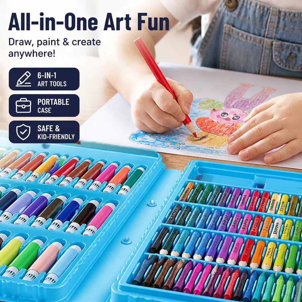 Kids Art Kit 6-in-1 Watercolor Travel Case