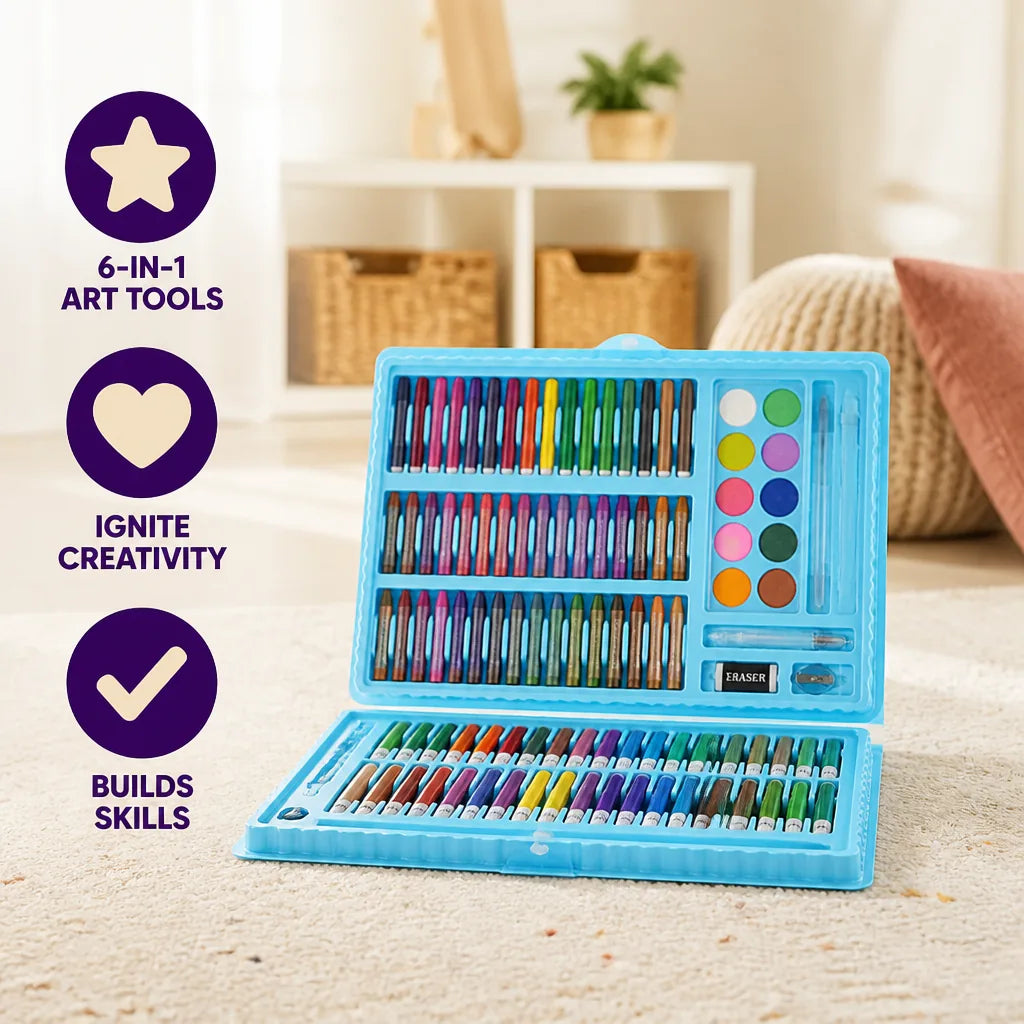 Kids Art Kit 6-in-1 Watercolor Travel Case