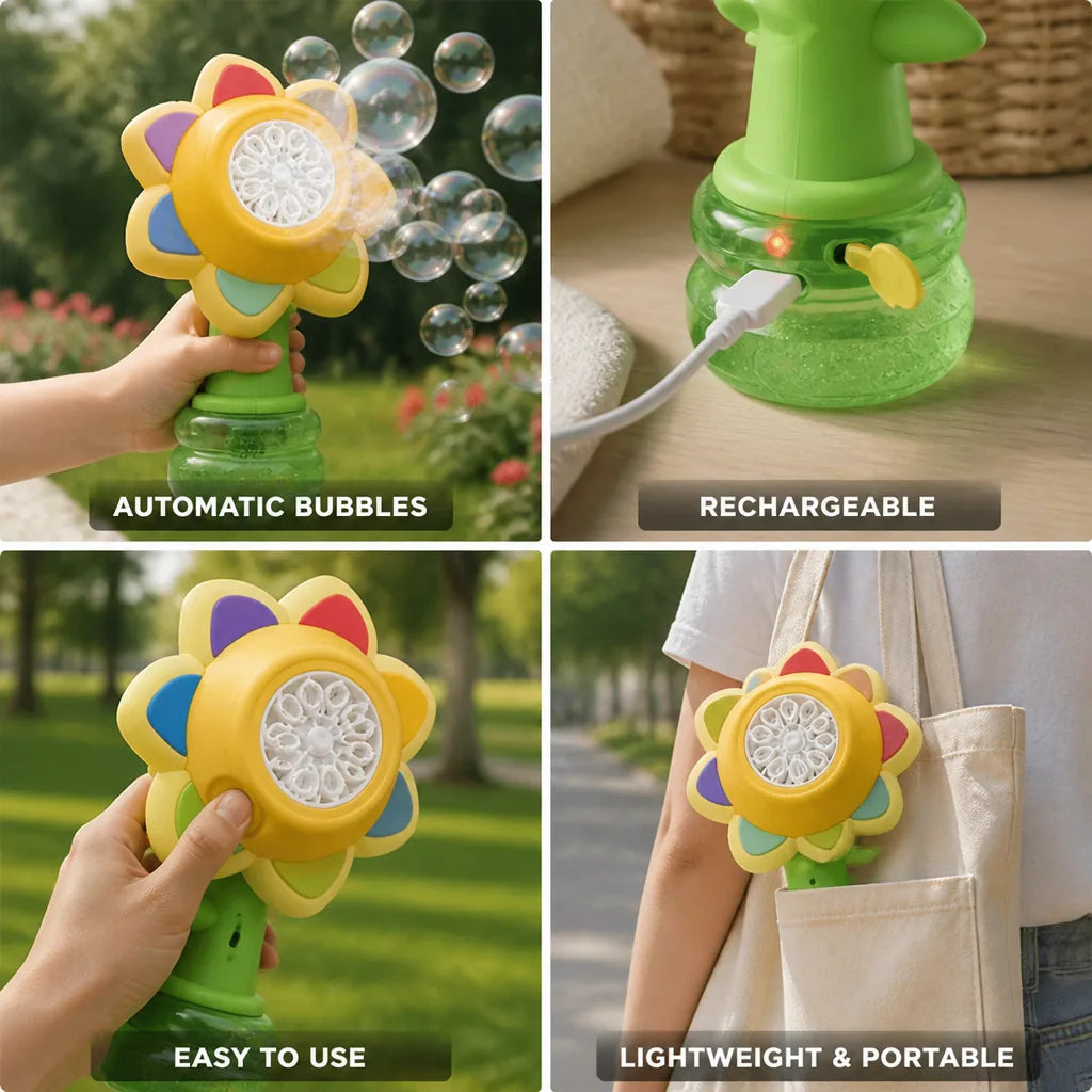 Kids Bubble Machine Automatic Sunflower Rechargeable