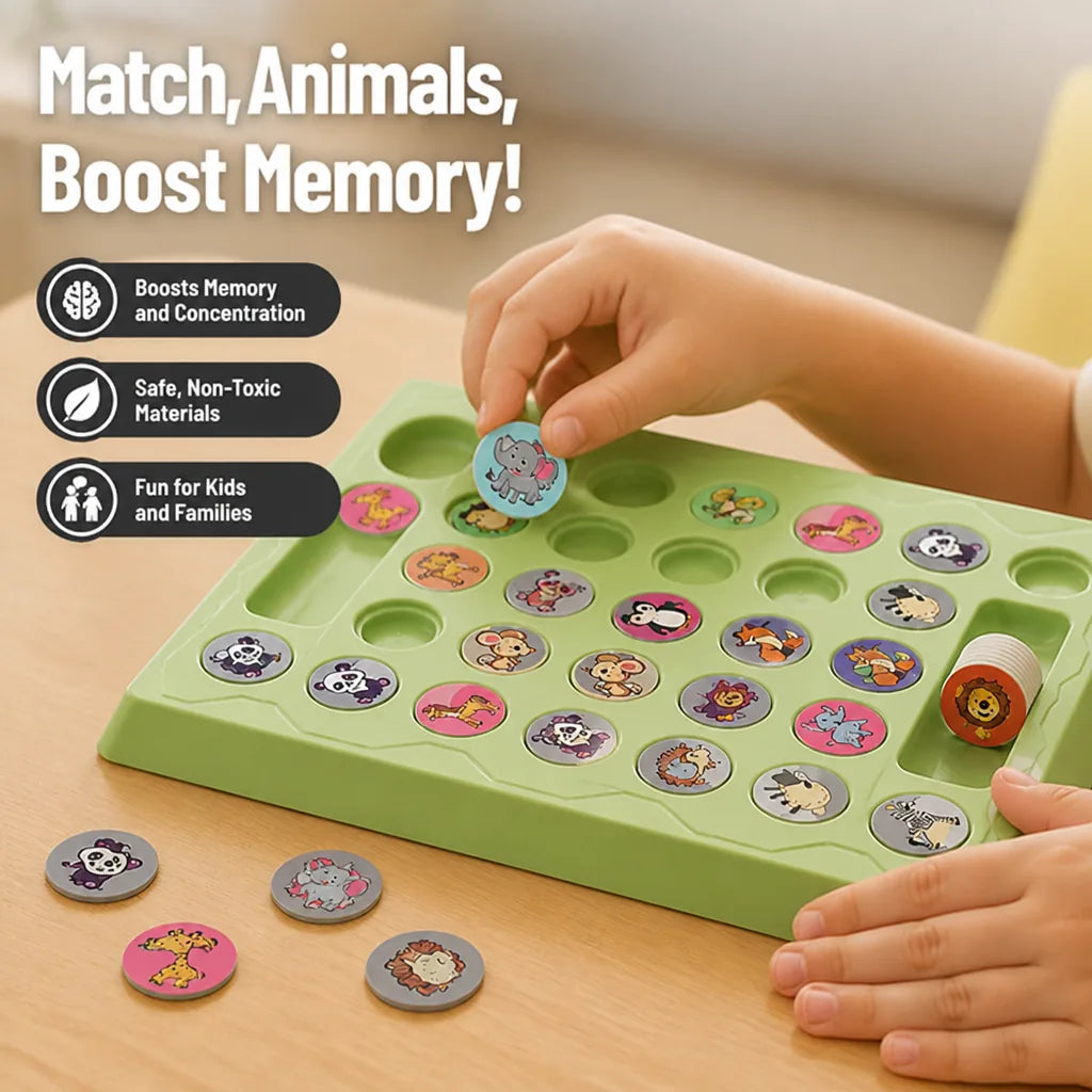 Kids Memory Game Animal Matching 18 Pairs Non-Toxic Cardboard