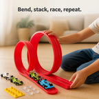 Kids Race Track Set Flexible 4 Die-Cast Cars