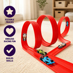 Kids Race Track Set Flexible 4 Die-Cast Cars