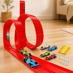 Kids Race Track Set Flexible 4 Die-Cast Cars