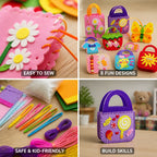 Kids Sewing Kit Pre-Punched Felt Bags Set of 8