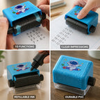 Math Stamp Roller Adjustable 10-Function Refillable Ink