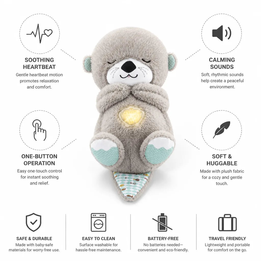 Otter Plush Toy One-Button Heartbeat & Calming Sounds