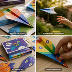 Paper Airplane Kit 16 Piece Multicolored Fold-And-Fly