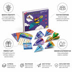 Paper Airplane Kit 16 Piece Multicolored Fold-And-Fly