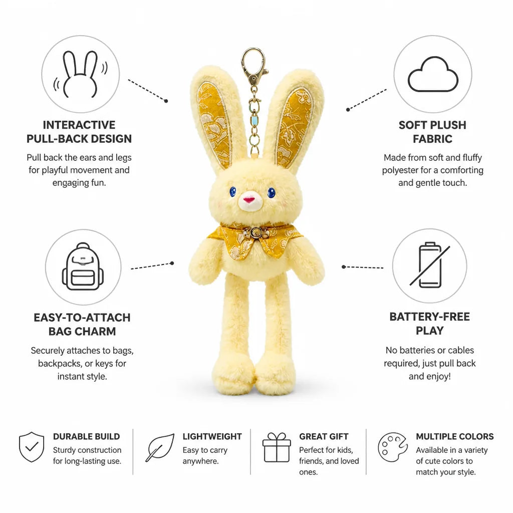 Plush Bag Charm Pull-Back Interactive Soft Polyester