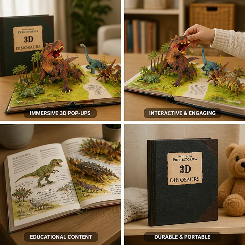 Pop-Up Book Dinosaur 3D Educational & Colorful