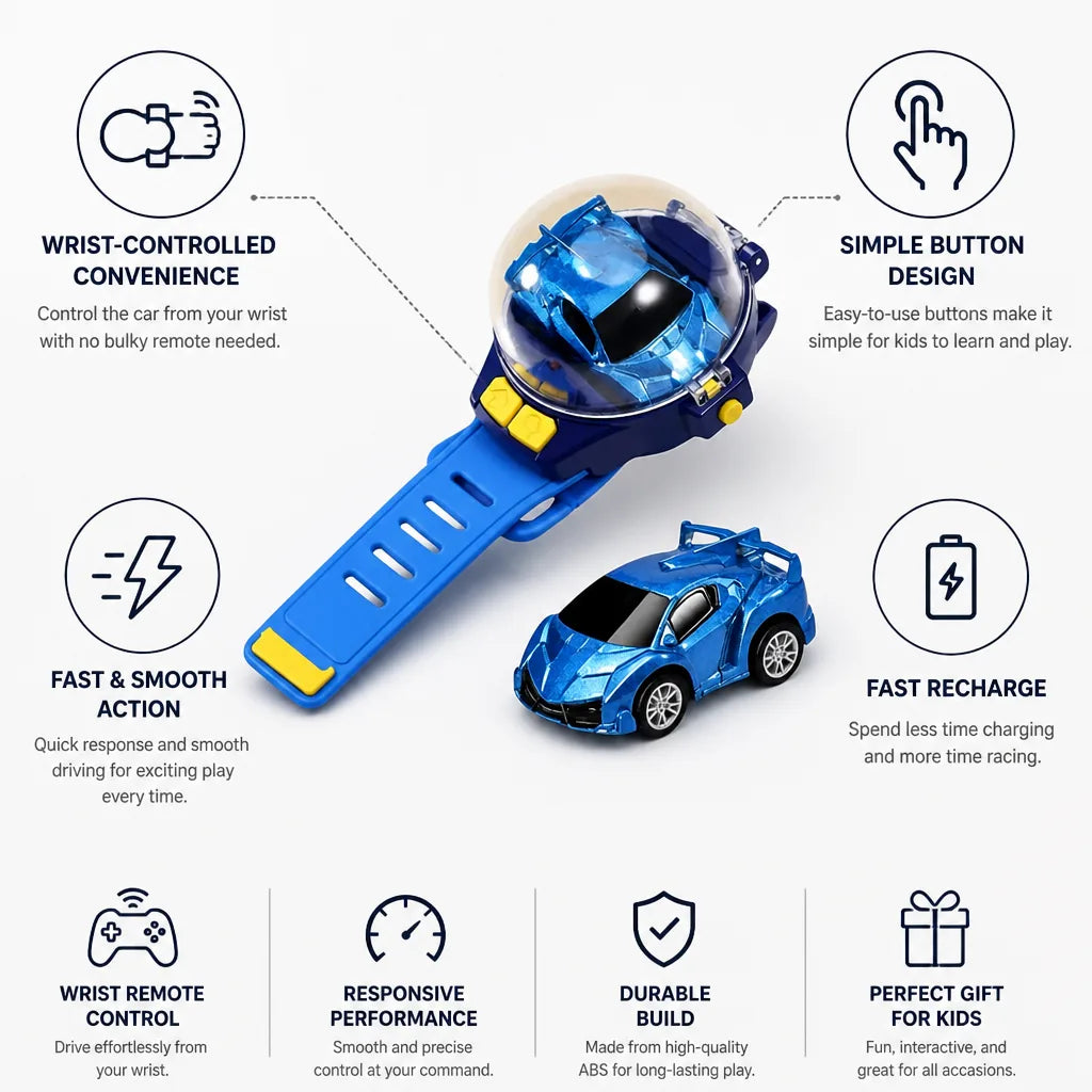 Remote Control Car Watch Style Controller Fast Recharge Smooth Action