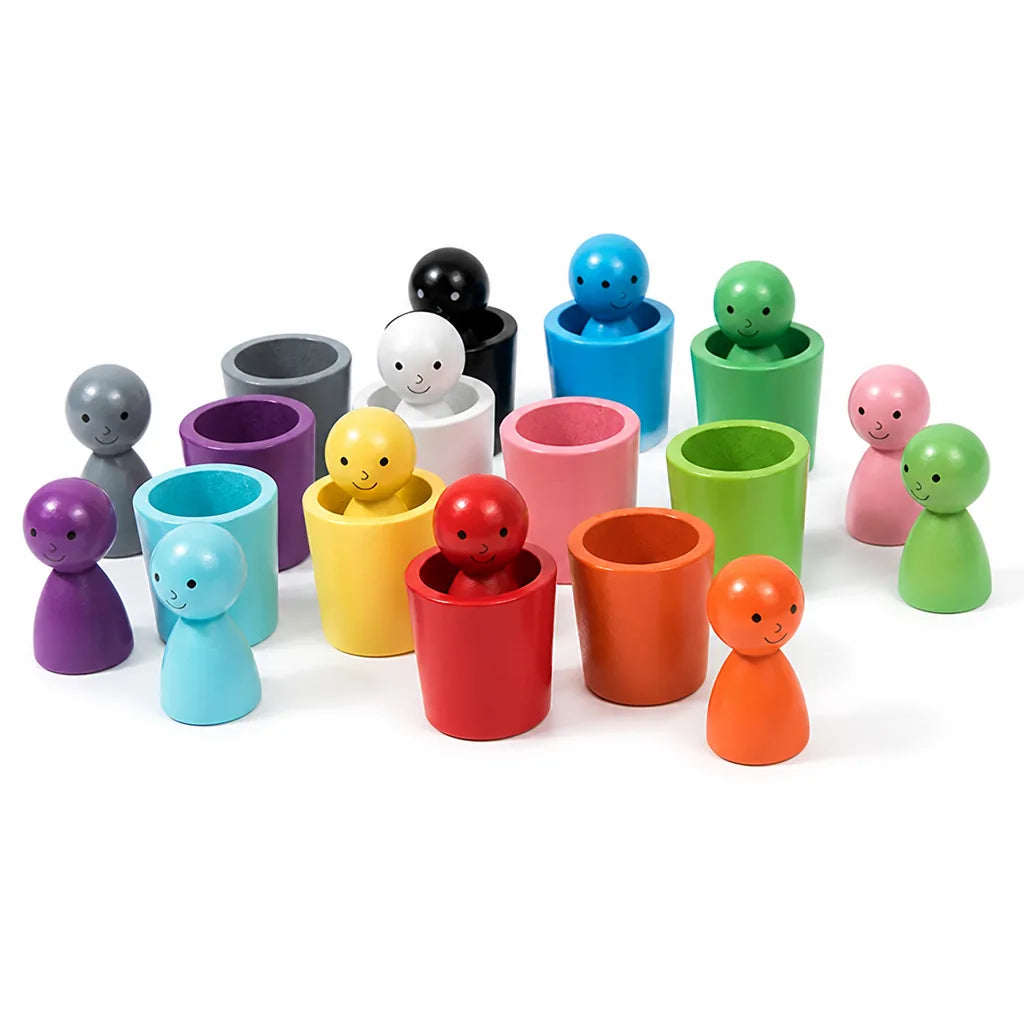 Sorting Cups Wooden Multicolor Stacking Set