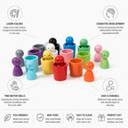 Sorting Cups Wooden Multicolor Stacking Set