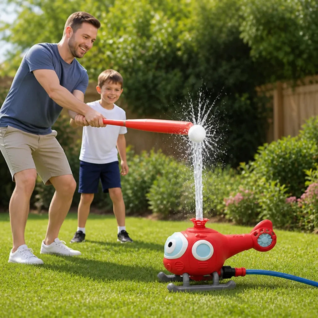Sprinkler Toy Flying Helicopter With Bat & Ball
