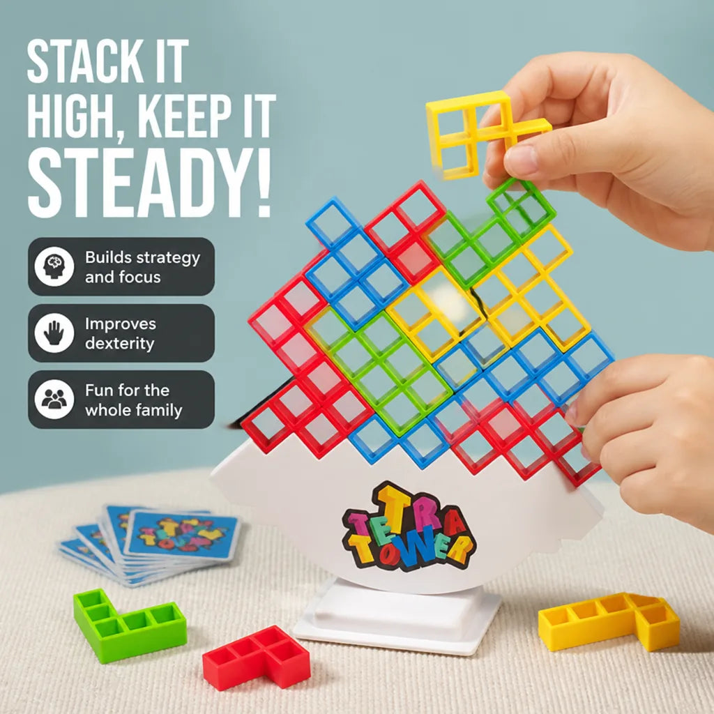 Stacking Tower Game Dexterity & Strategy Event Cards Included