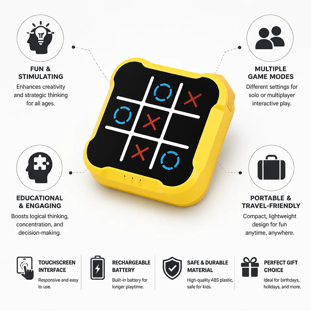 Tic-Tac-Toe Game Portable Touchscreen Multiple Modes